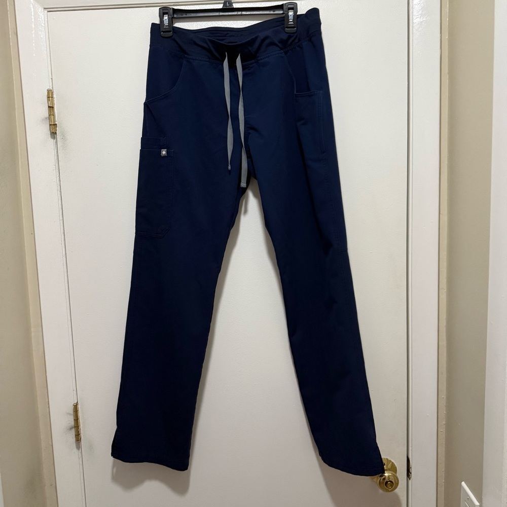 Figs Navy blue Cargo scrub Pants with Adjustable Waist